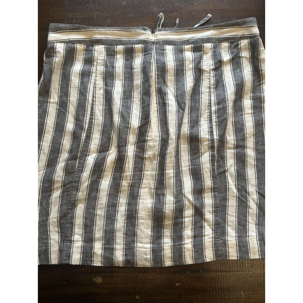 Madewell Coastal Nautical Striped Lace-Up Skirt Linen Blend Pockets Size 10 - Picture 5 of 6